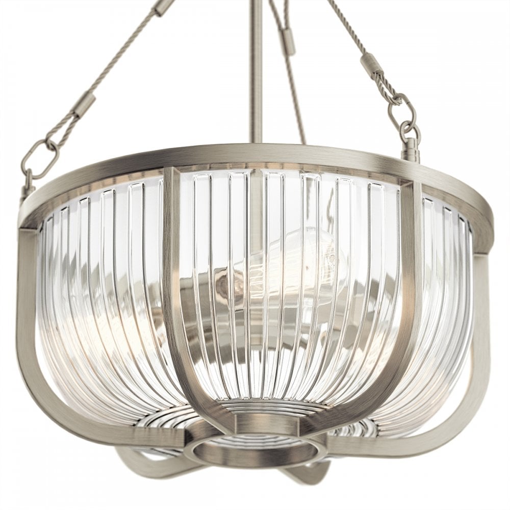 Quintiesse Roux 3 Light Pendant / Semi-Flush - Brushed Nickel