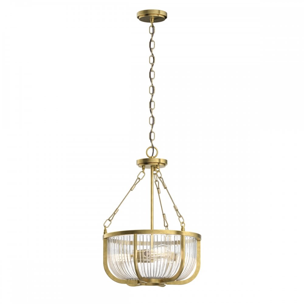 Quintiesse Roux 3 Light Pendant / Semi-Flush - Natural Brass