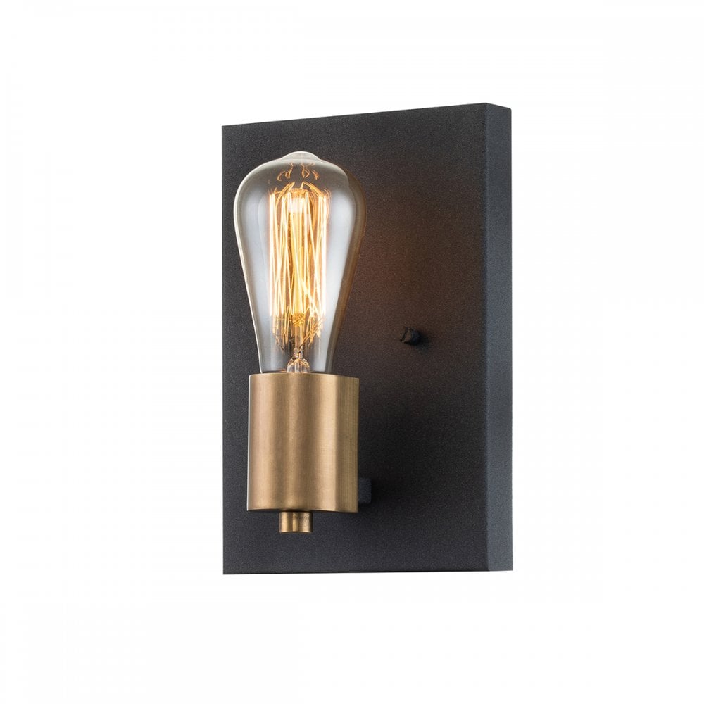 Quintiesse Silas Single Wall Light - Aged Zinc & Heritage Brass
