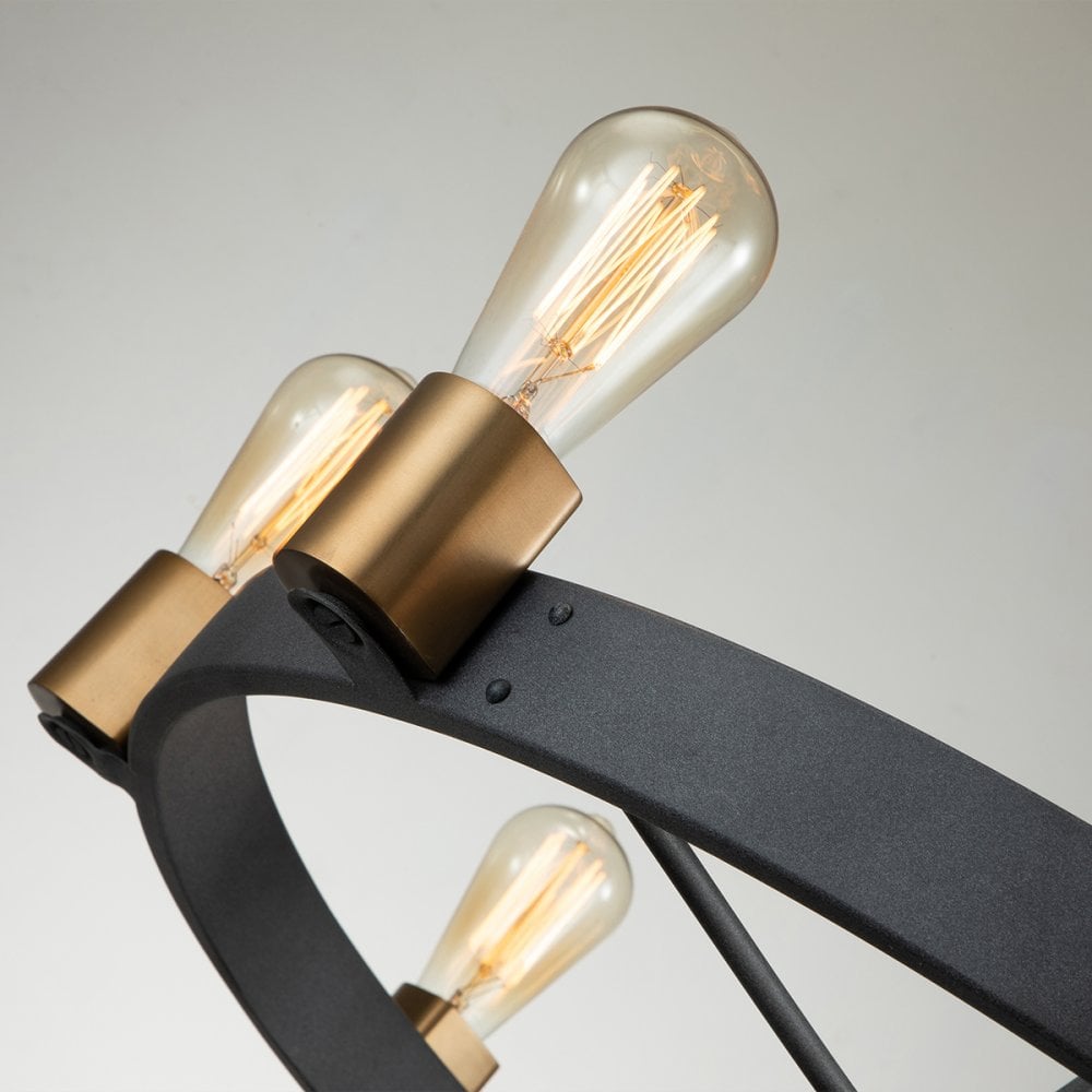 Quintiesse Silas 8 Light Pendant / Semi-Flush Fitting - Aged Zinc & Heritage Brass