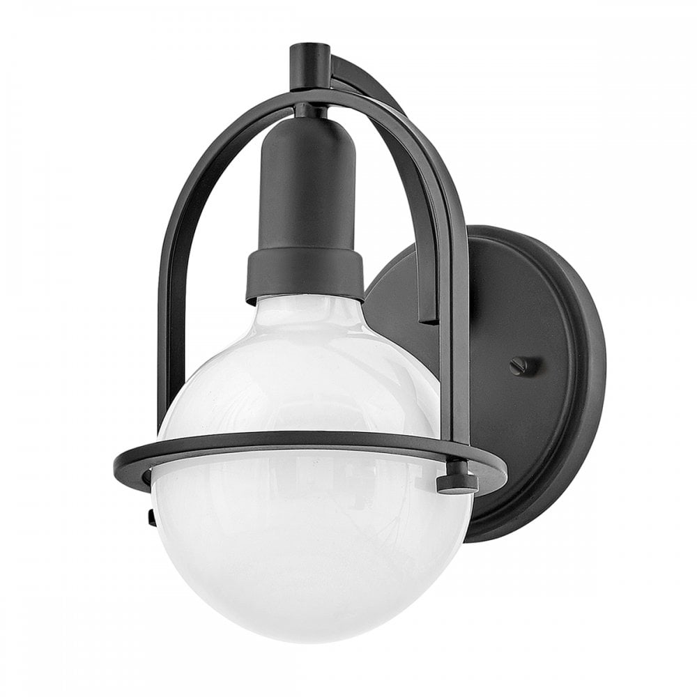 Quintiesse Somerset Single Wall Light - White Glass - Black