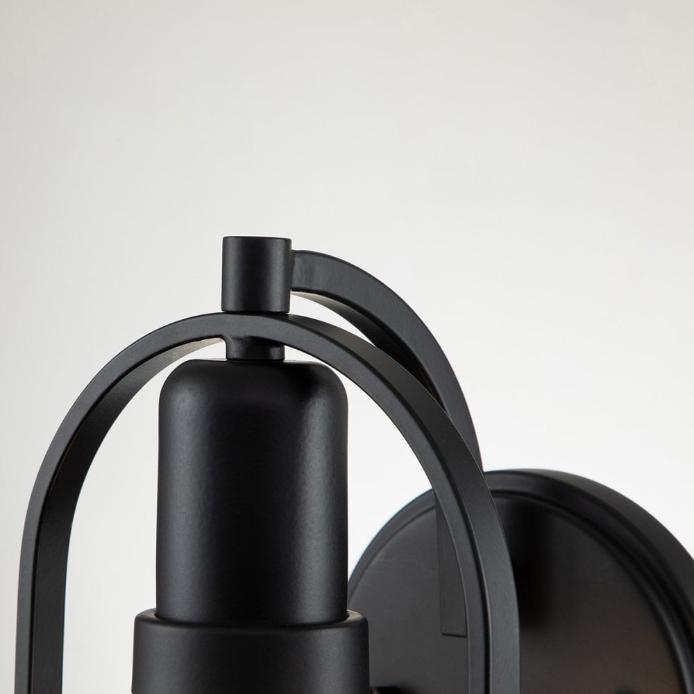 Quintiesse Somerset Single Wall Light - White Glass - Black