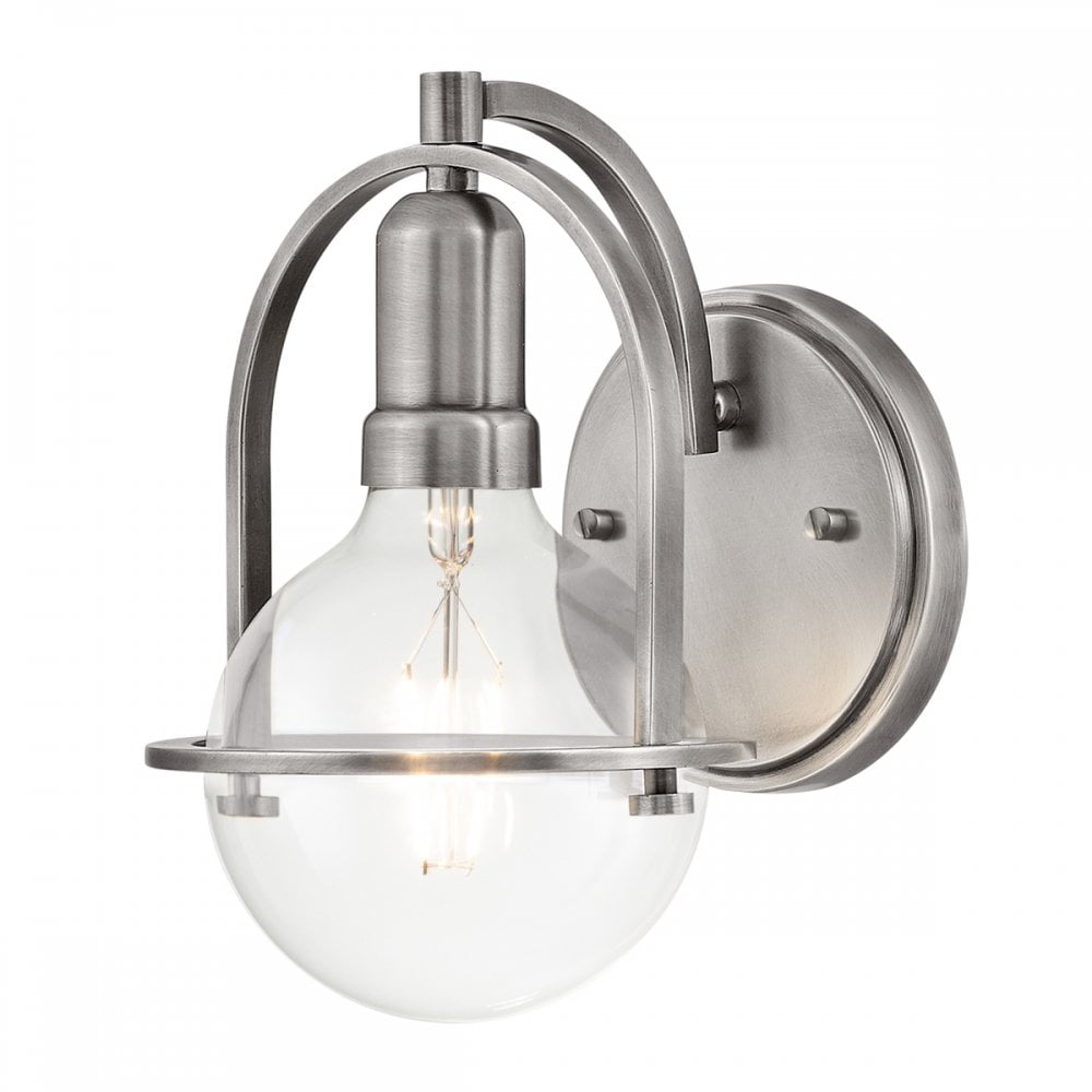 Quintiesse Somerset Single Wall Light - Clear - Brushed Nickel