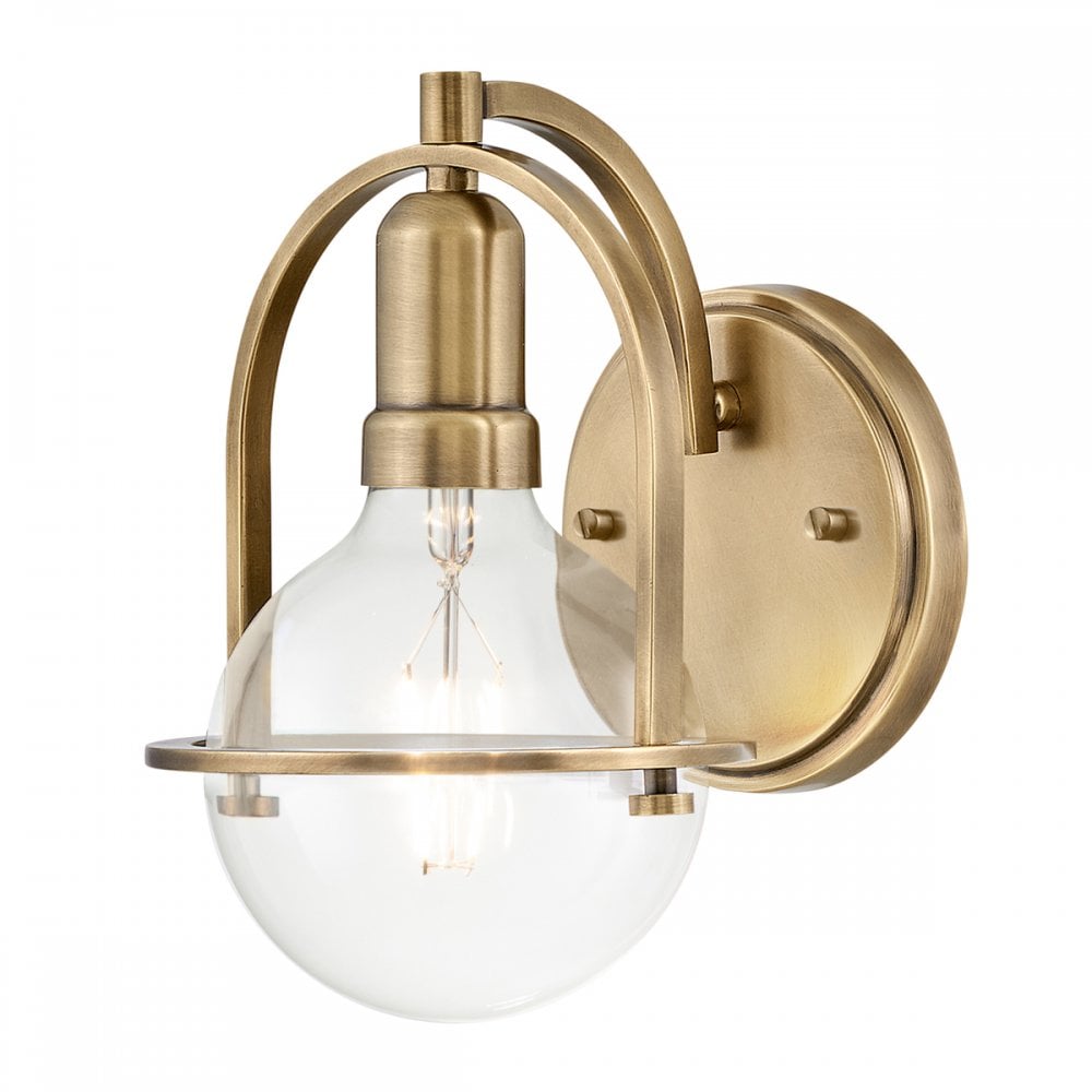 Quintiesse Somerset Single Wall Light - Clear - Heritage Brass