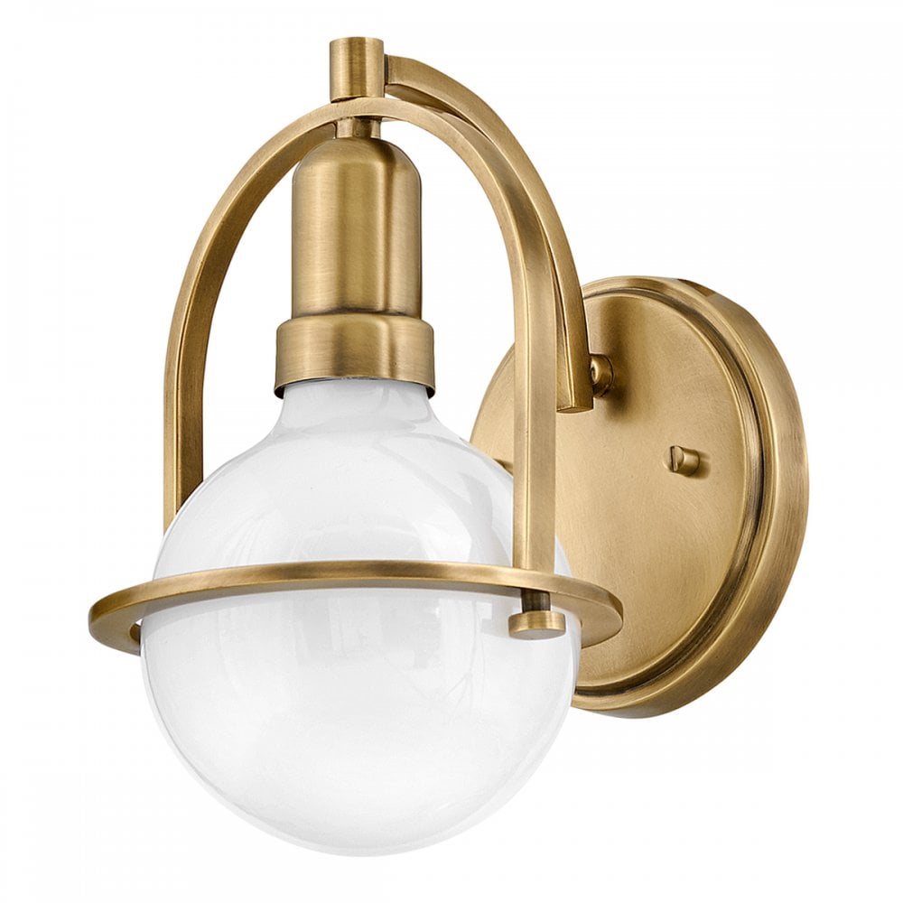 Quintiesse Somerset Single Wall Light - White Glass - Heritage Brass