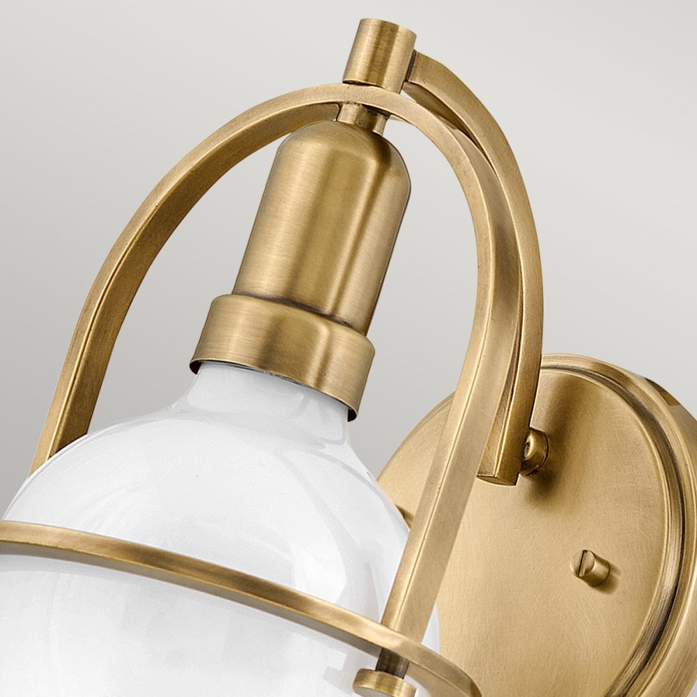 Quintiesse Somerset Single Wall Light - White Glass - Heritage Brass