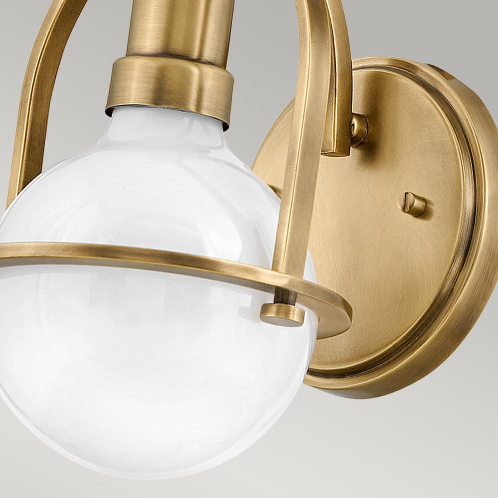 Quintiesse Somerset Single Wall Light - White Glass - Heritage Brass