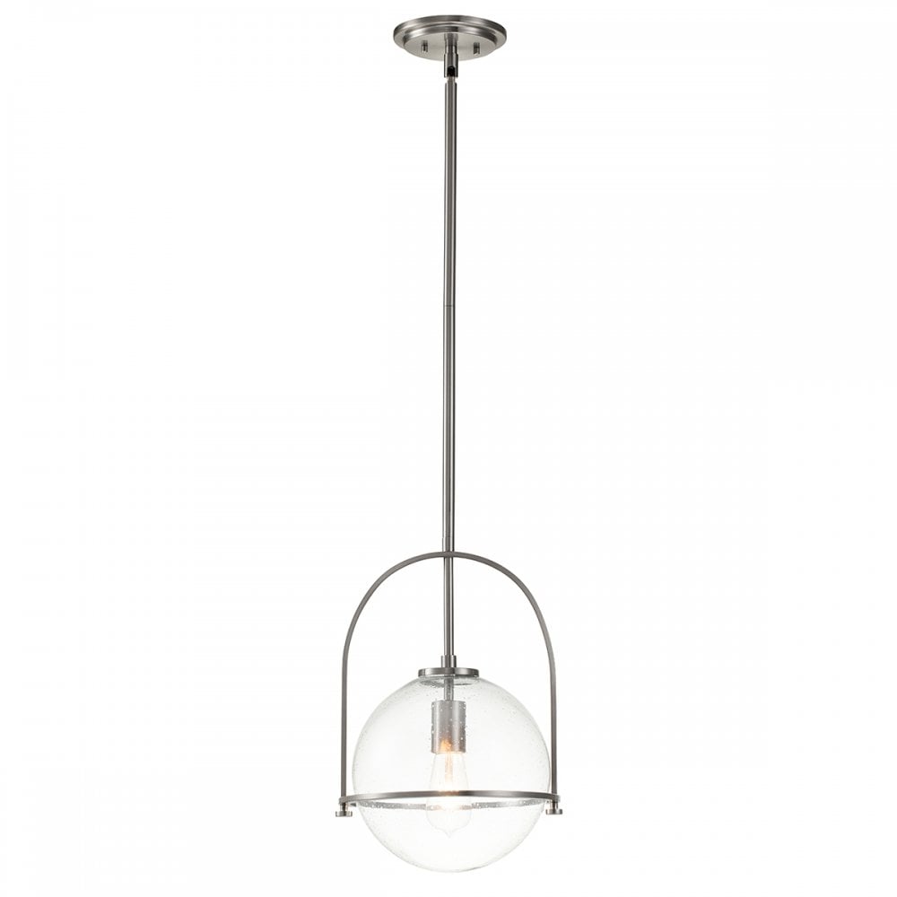 Quintiesse Somerset Single Medium Pendant - Clear - Brushed Nickel
