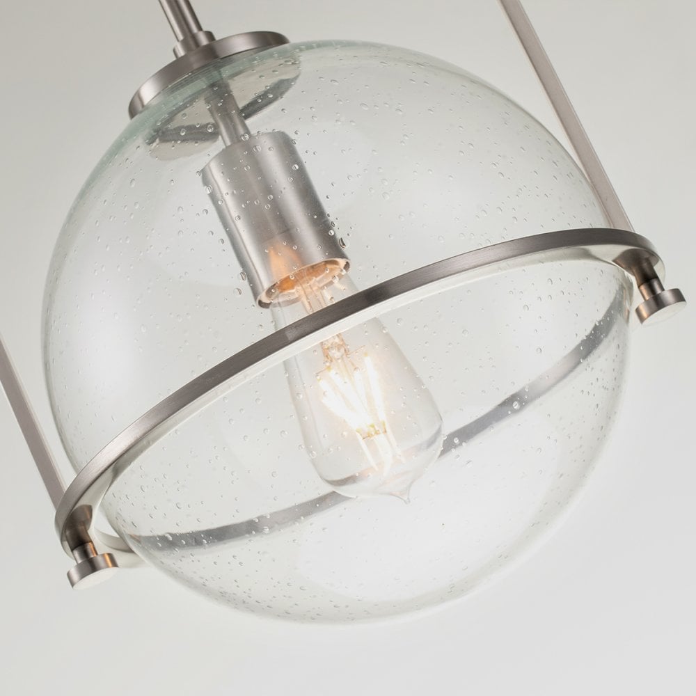 Quintiesse Somerset Single Medium Pendant - Clear - Brushed Nickel
