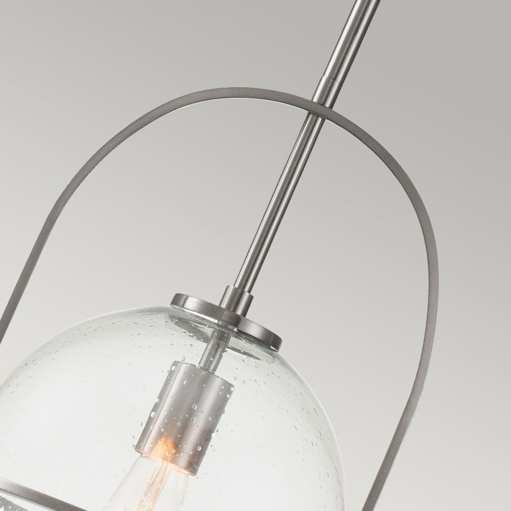 Quintiesse Somerset Single Medium Pendant - Clear - Brushed Nickel