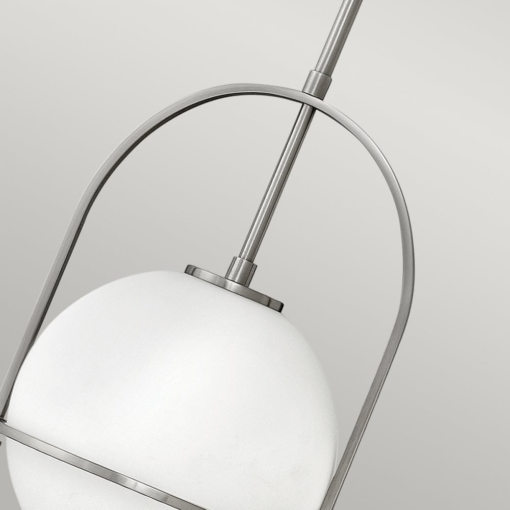 Quintiesse Somerset Single Medium Pendant - Opal - Brushed Nickel
