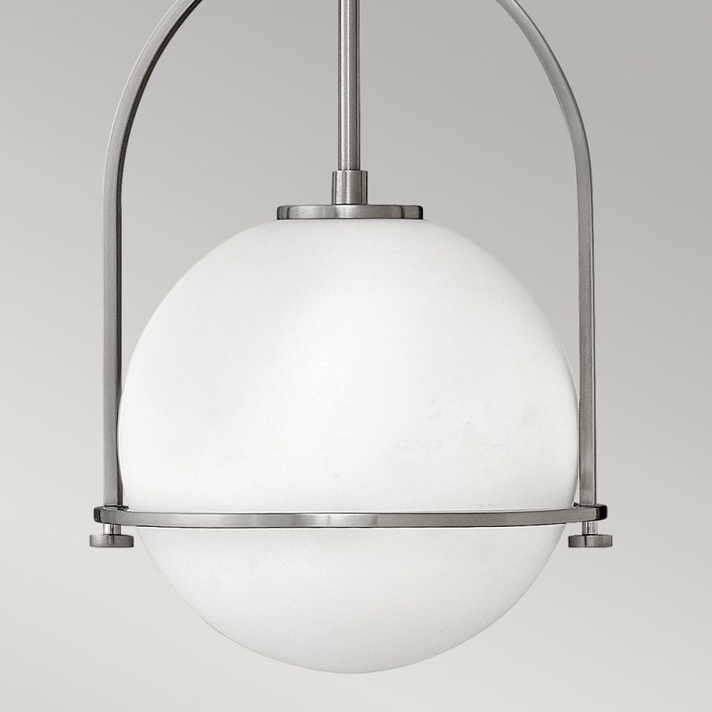 Quintiesse Somerset Single Medium Pendant - Opal - Brushed Nickel