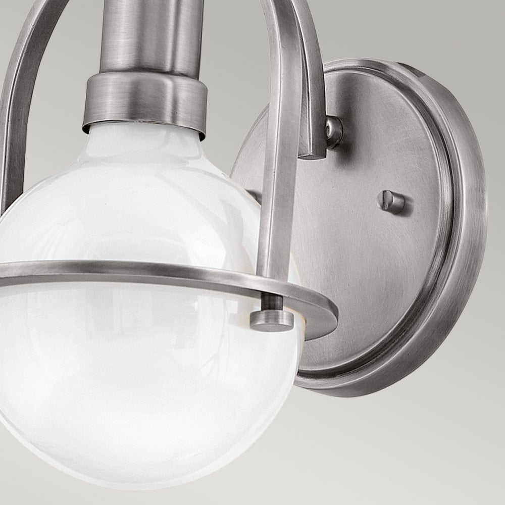 Quintiesse Somerset Single Wall Light - White Glass - Brushed Nickel