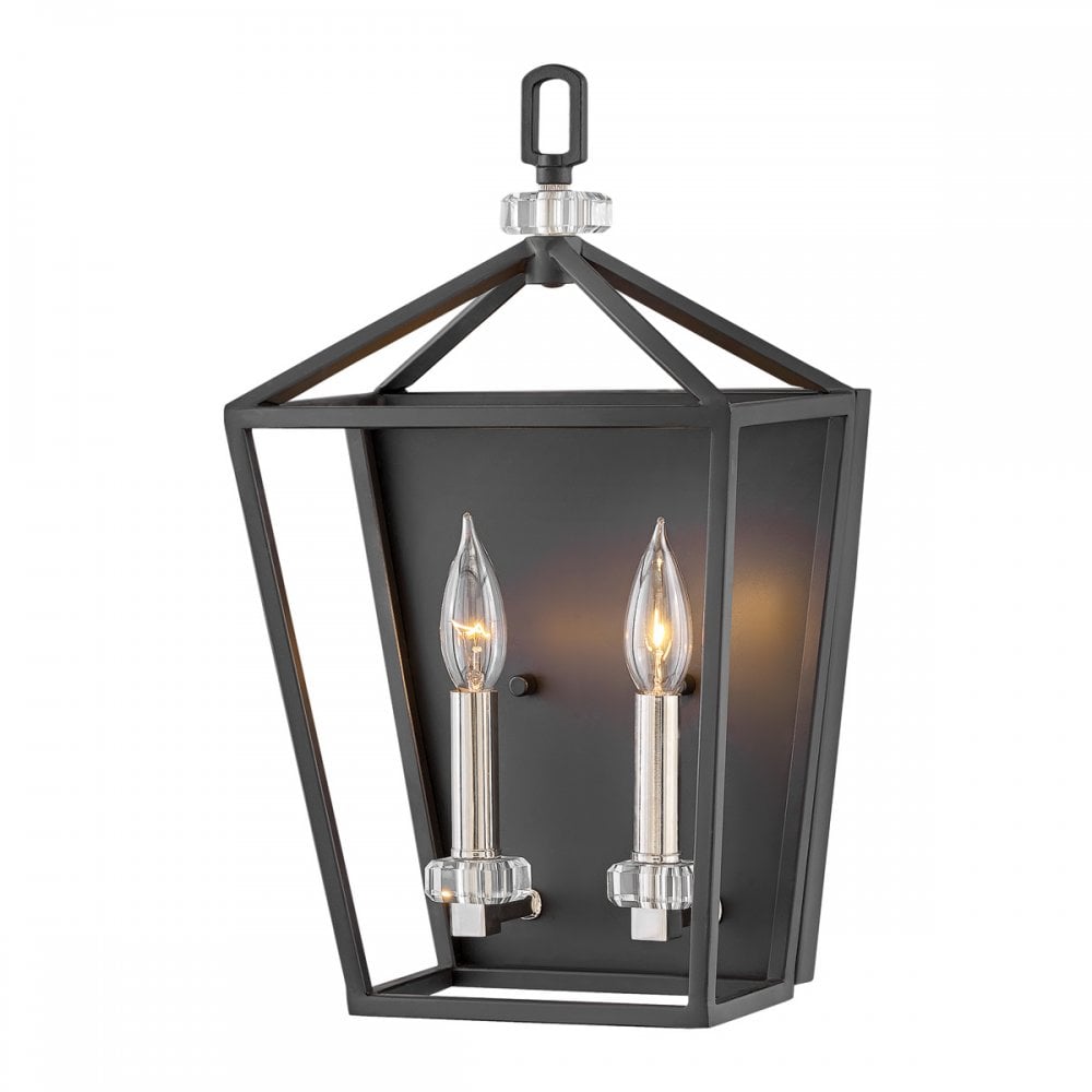 Quintiesse Stinson 2 Light Wall Light - Black with Polished Nickel