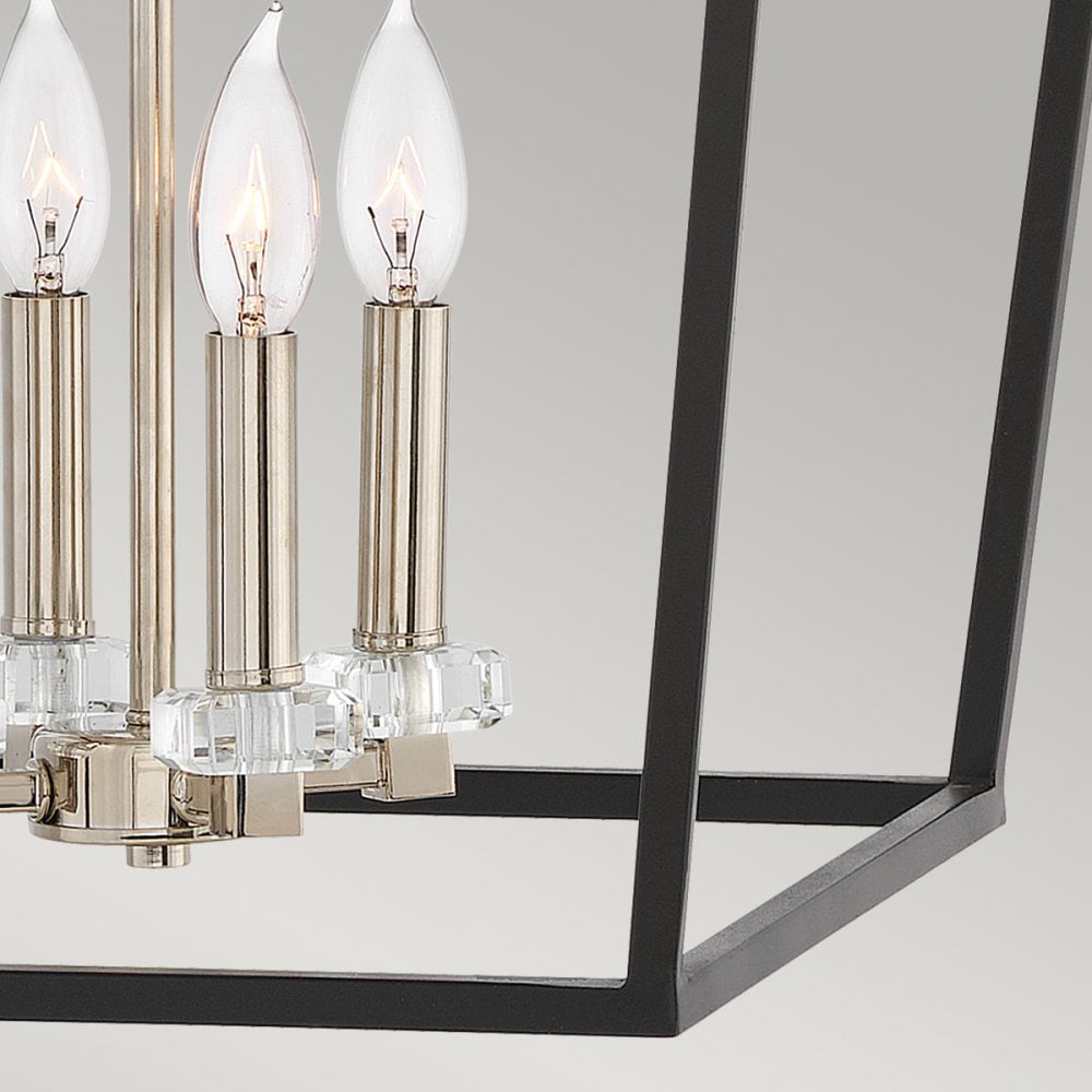 Quintiesse Stinson 4 Light Large Pendant / Semi-Flush - Black with Polished Nickel