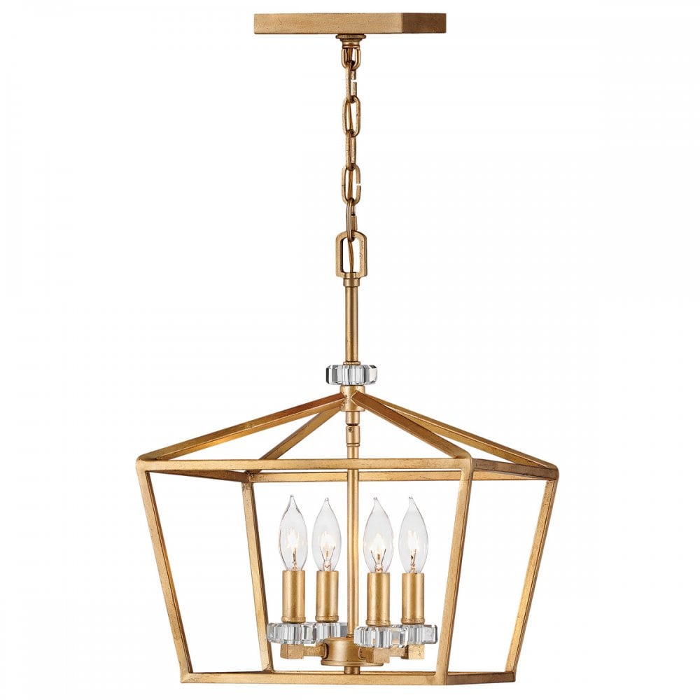 Quintiesse Stinson 4 Light Medium Pendant / Semi-Flush - Distressed Brass