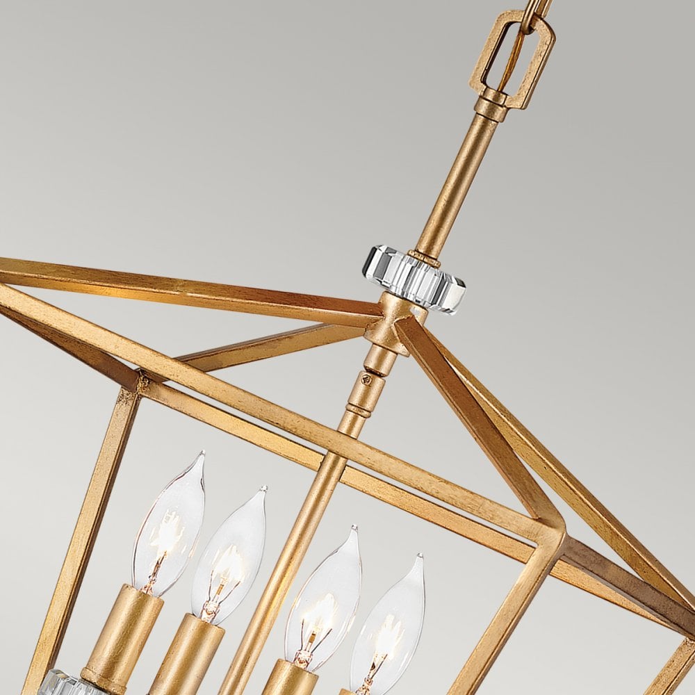 Quintiesse Stinson 4 Light Medium Pendant / Semi-Flush - Distressed Brass