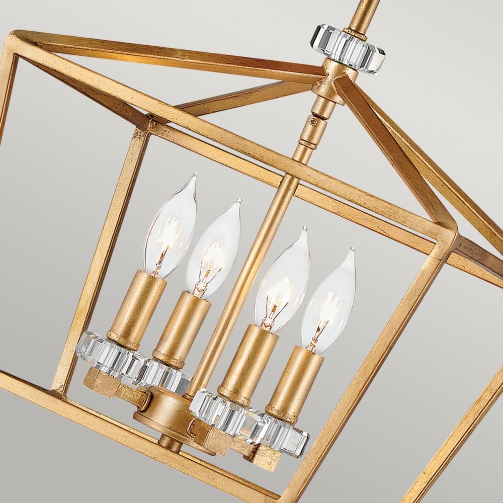 Quintiesse Stinson 4 Light Medium Pendant / Semi-Flush - Distressed Brass