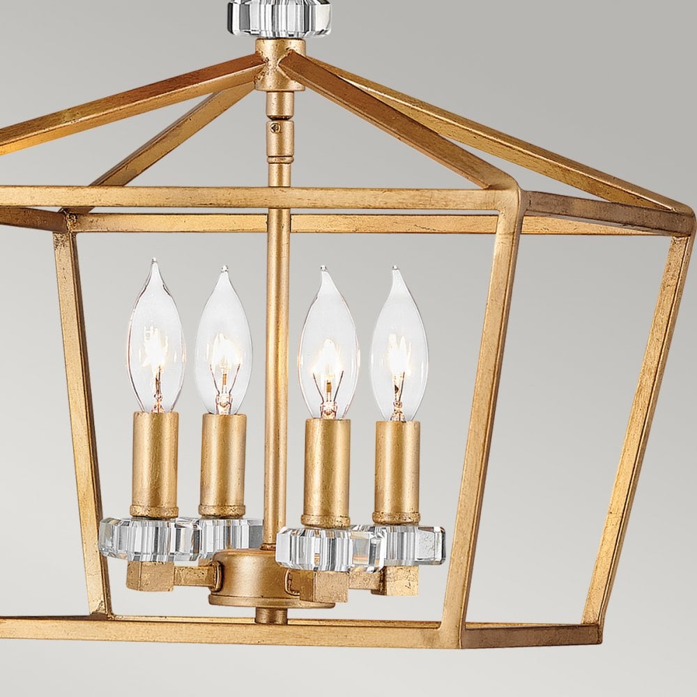 Quintiesse Stinson 4 Light Medium Pendant / Semi-Flush - Distressed Brass