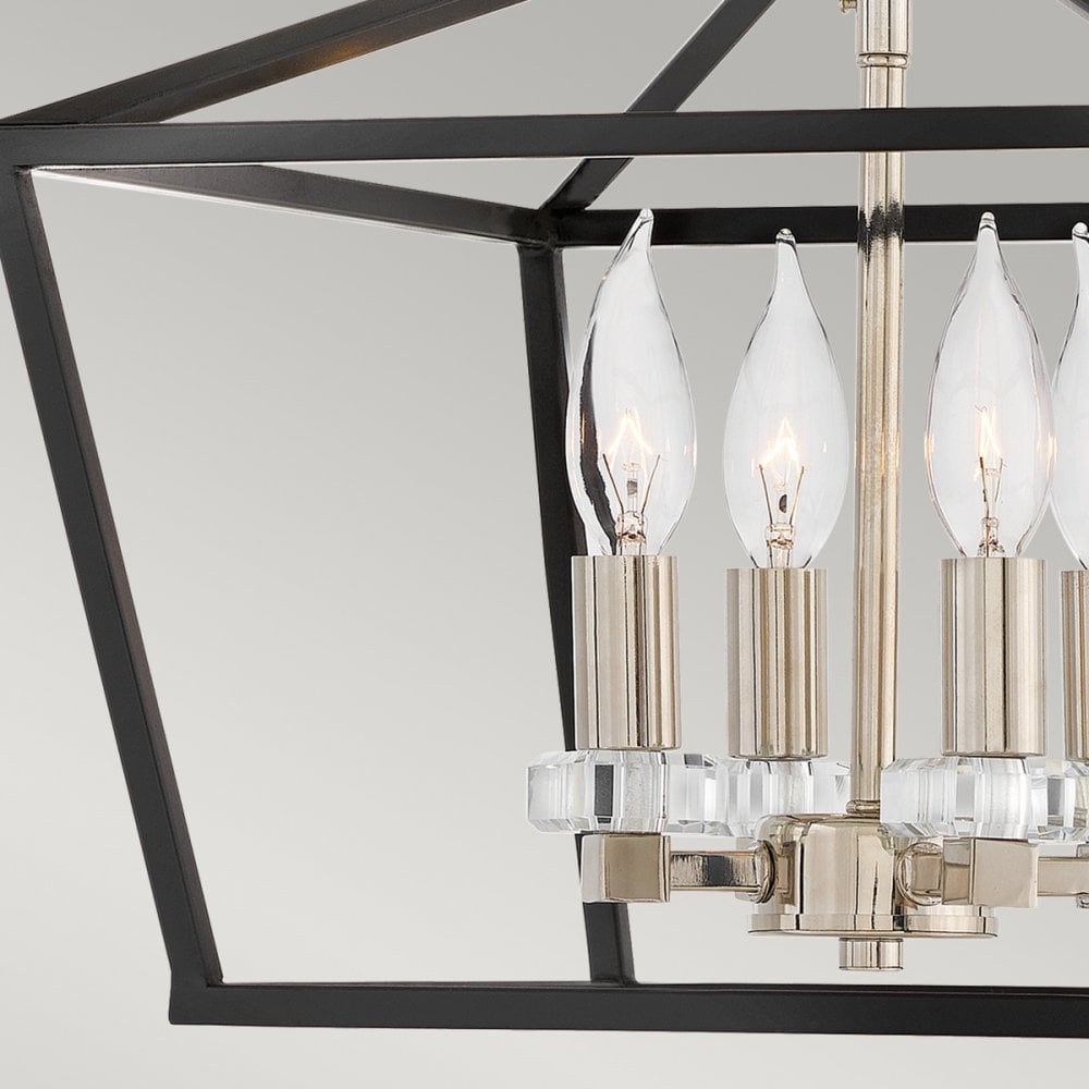 Quintiesse Stinson 4 Light Medium Pendant / Semi-Flush - Black with Polished Nickel