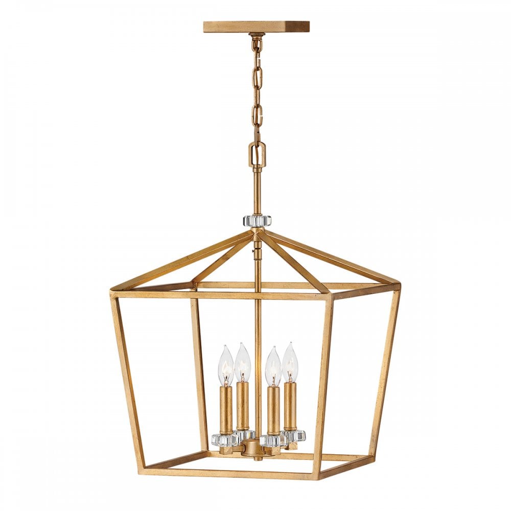 Quintiesse Stinson 4 Light Large Pendant / Semi-Flush - Distressed Brass