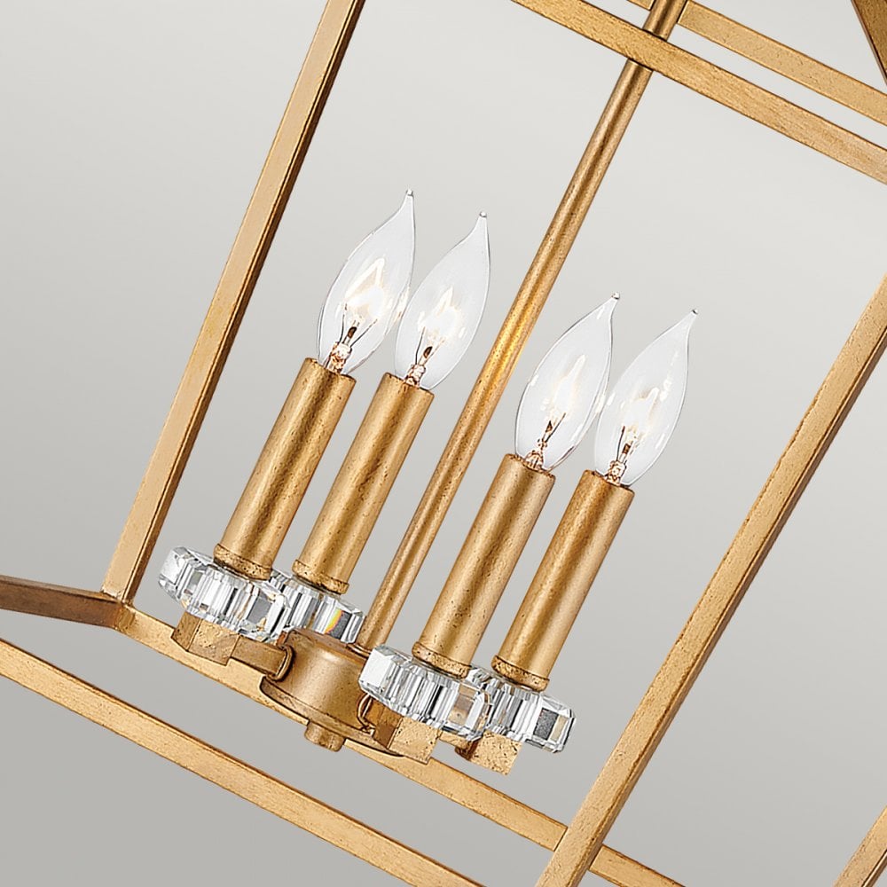 Quintiesse Stinson 4 Light Large Pendant / Semi-Flush - Distressed Brass