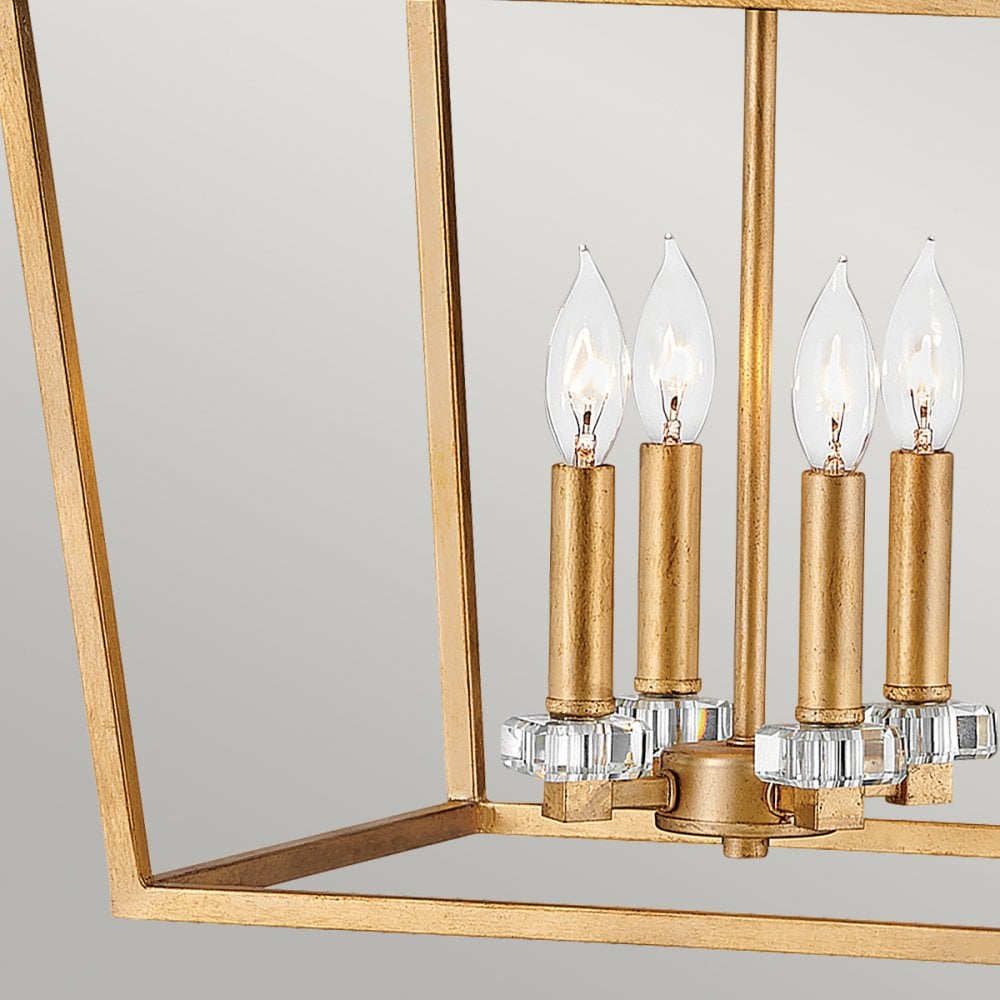 Quintiesse Stinson 4 Light Large Pendant / Semi-Flush - Distressed Brass