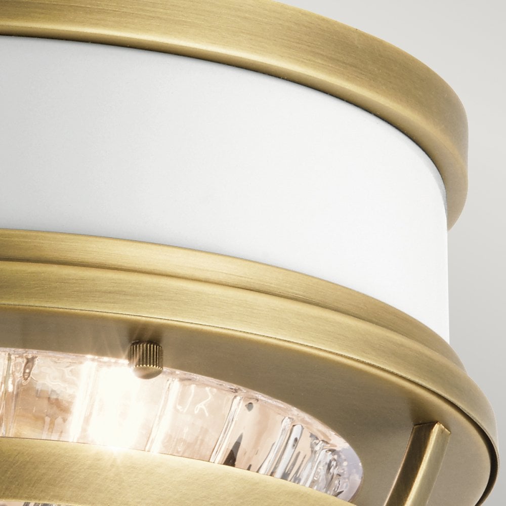 Quintiesse Tollis 2 Light Flush Fitting - Natural Brass & White