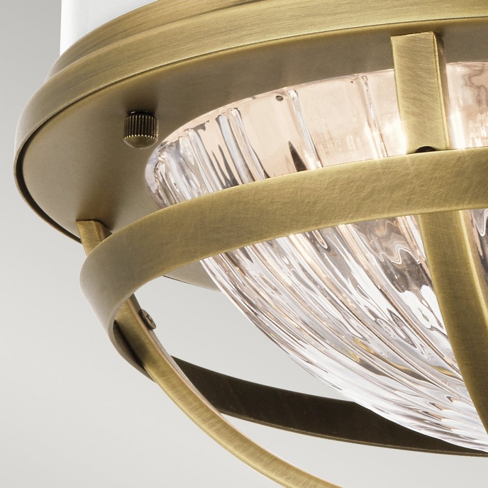 Quintiesse Tollis 2 Light Flush Fitting - Natural Brass & White