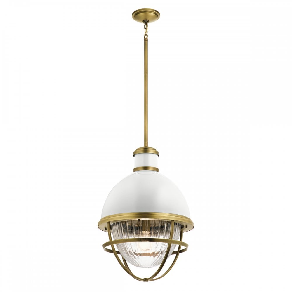 Quintiesse Tollis Single Pendant - Natural Brass & White