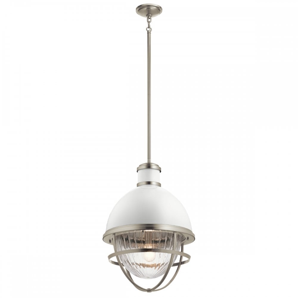 Quintiesse Tollis Single Pendant - Brushed Nickel & White