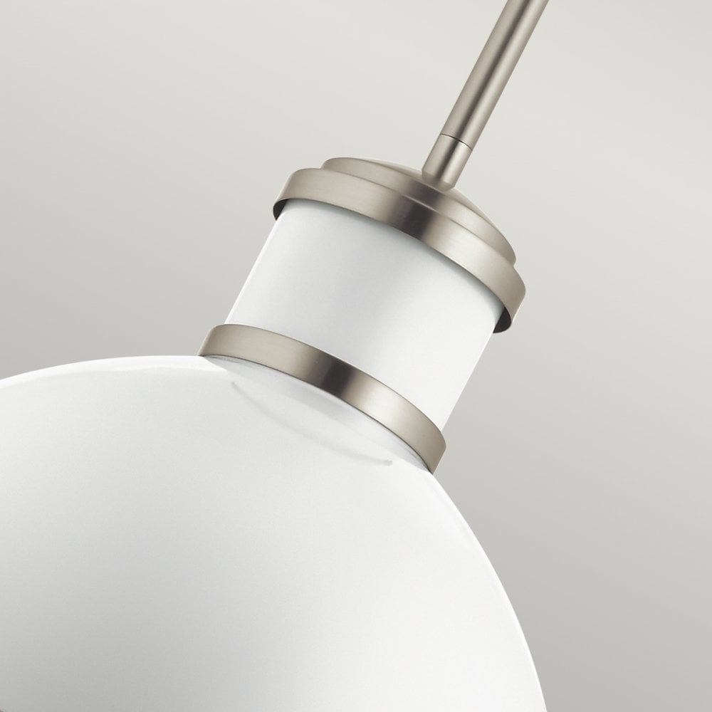 Quintiesse Tollis Single Pendant - Brushed Nickel & White