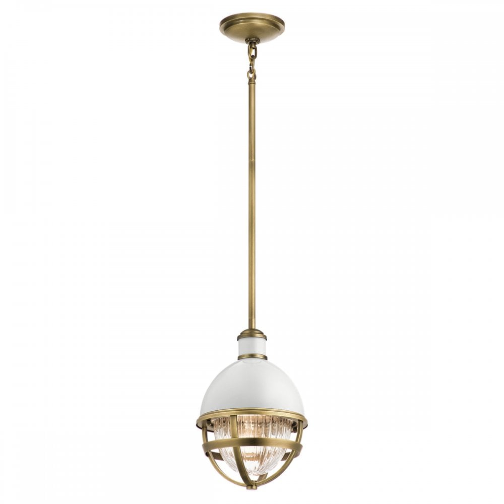 Quintiesse Tollis Single Mini Pendant - Natural Brass & White