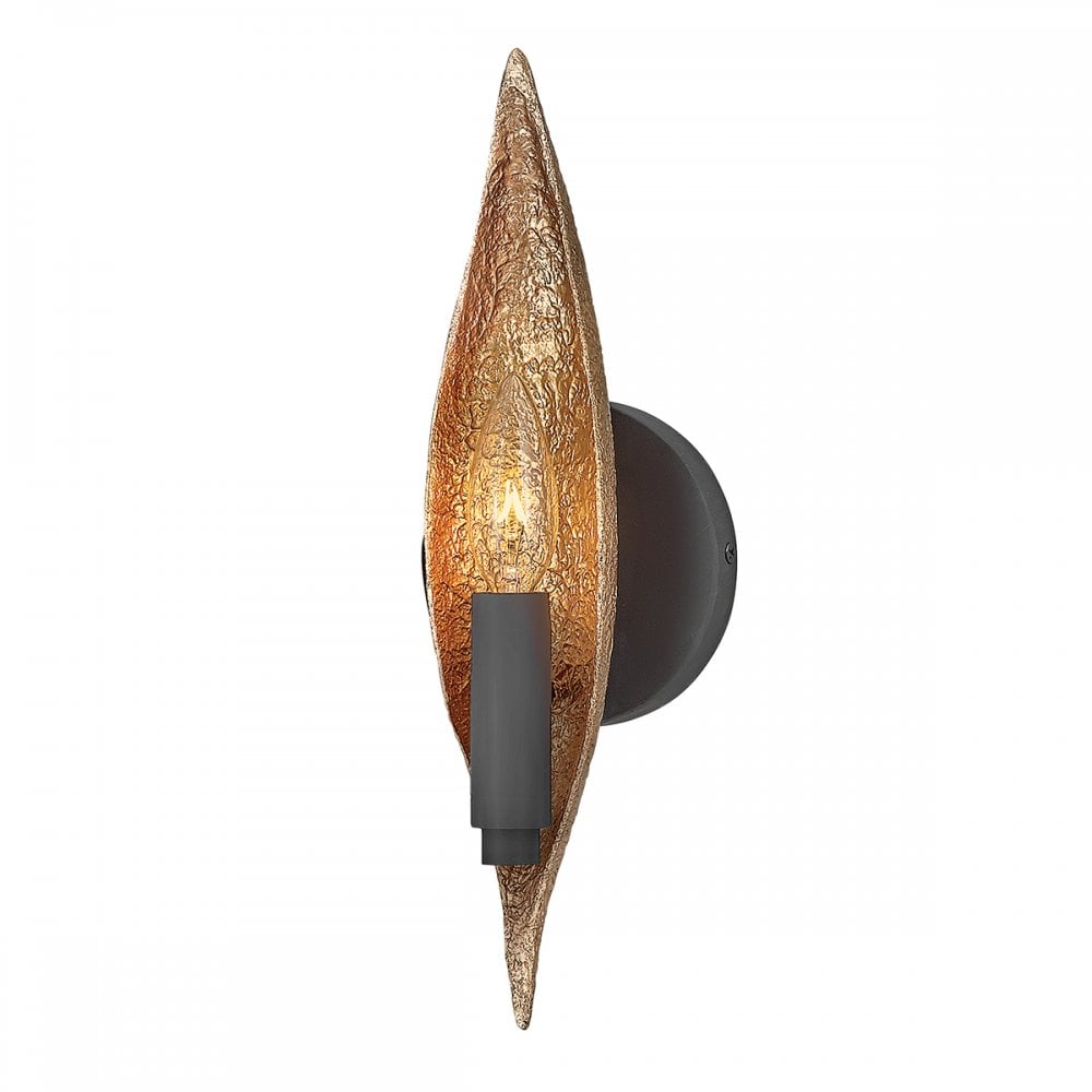 Quintiesse Willow Single Wall Light - Carbon Black with Deluxe Gold