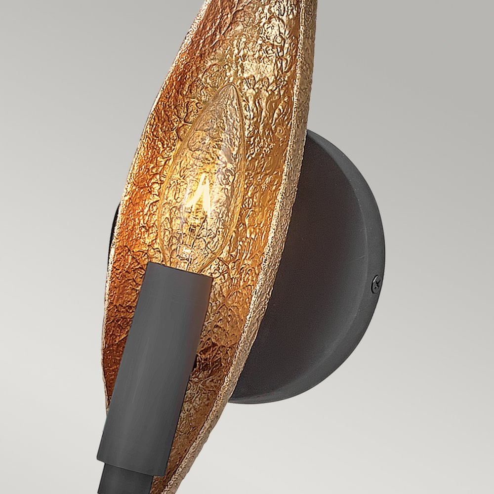 Quintiesse Willow Single Wall Light - Carbon Black with Deluxe Gold