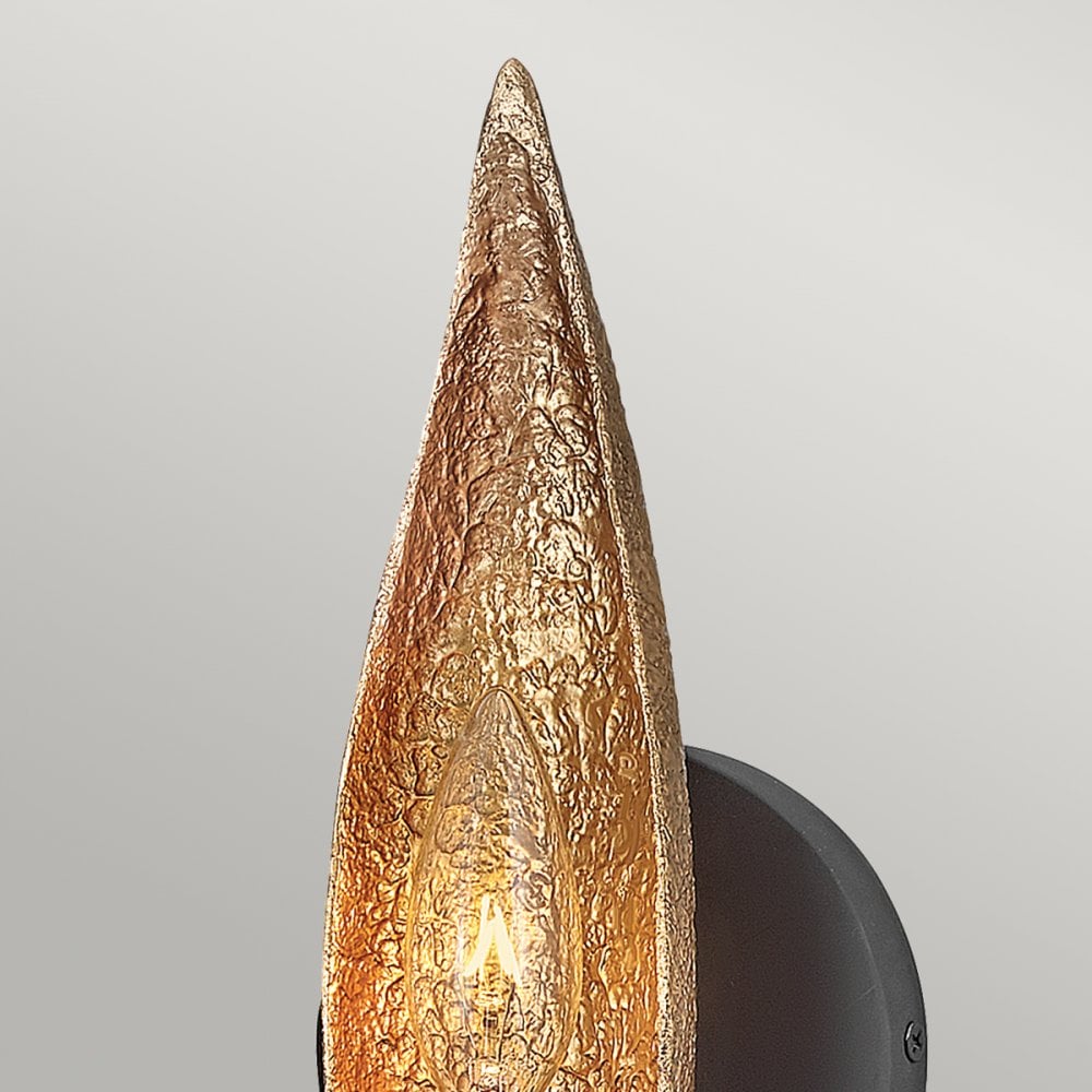 Quintiesse Willow Single Wall Light - Carbon Black with Deluxe Gold