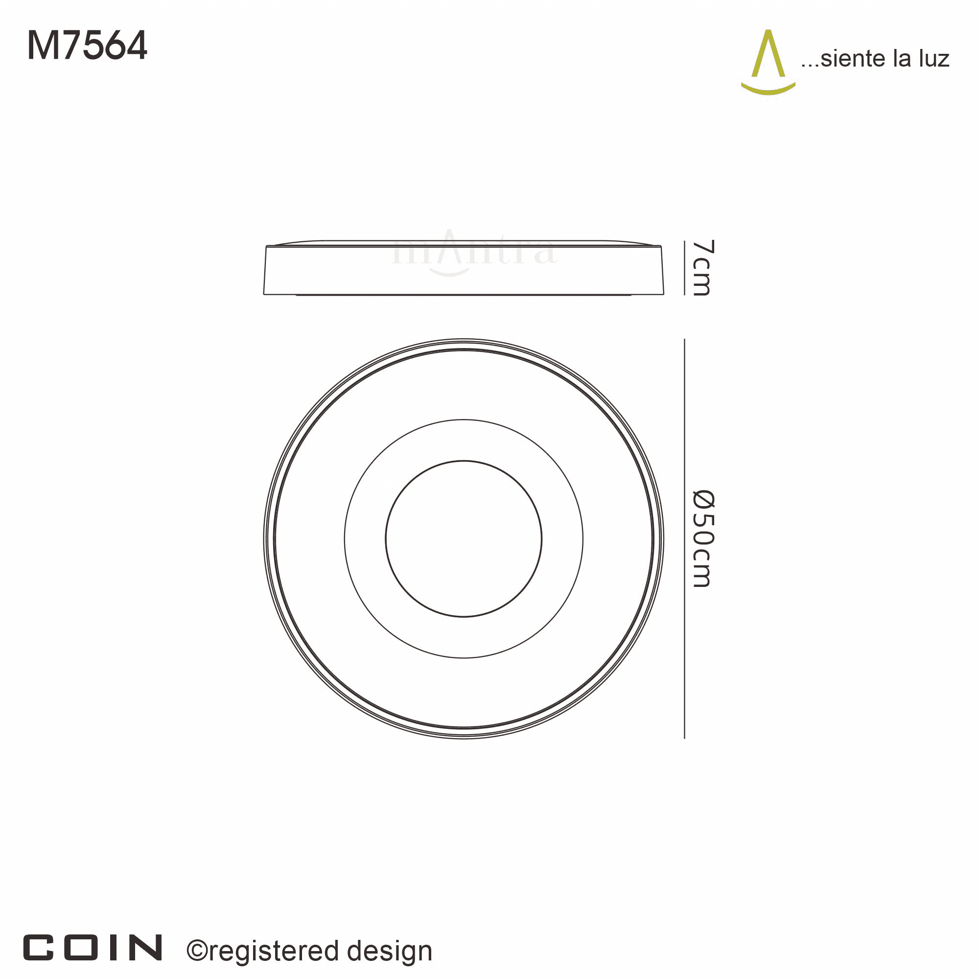 Mantra Coin Round Black LED Ceiling Light With Remote Control - 2700K-5000K