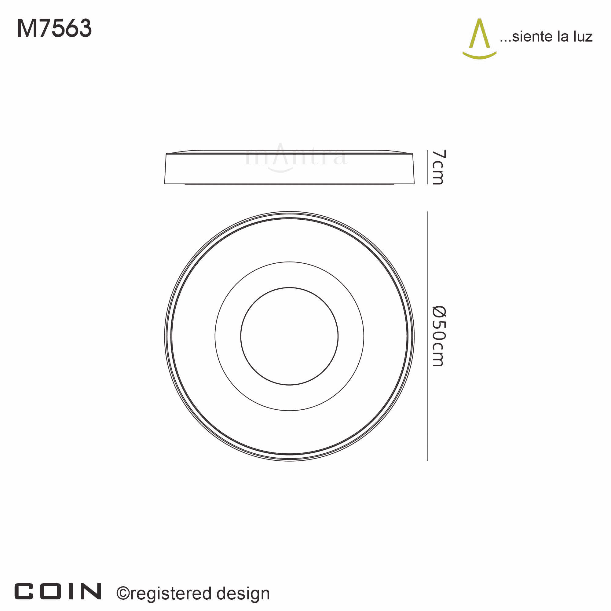 Mantra Coin Round White LED Ceiling Light With Remote Control - 2700K-5000K