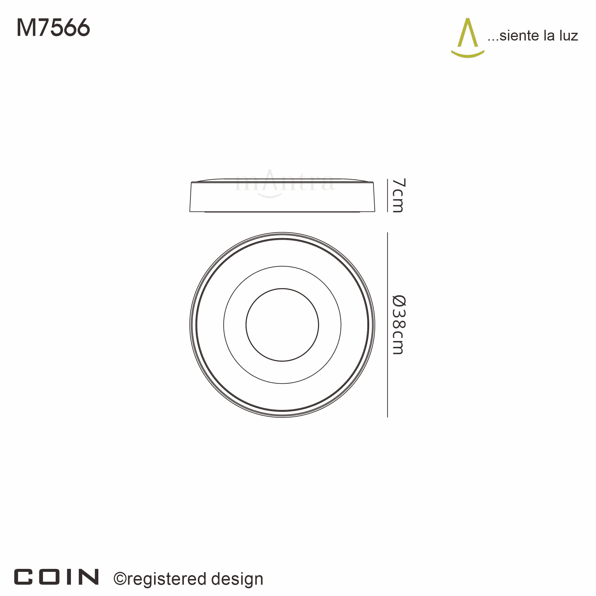 Mantra Coin Round White LED Ceiling Light With Remote Control - 2700K-5000K