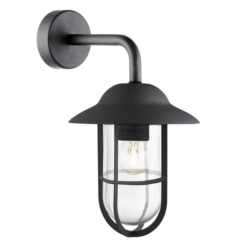 Searchlight Tarlton Outdoor Wall Light - Black & Clear Glass - IP44