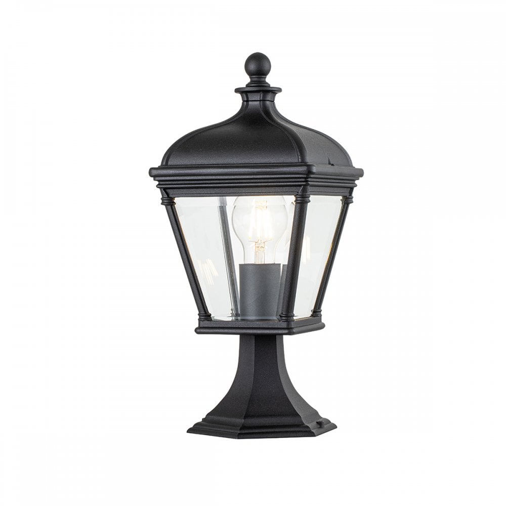 Elstead Bayview Single Medium Pedestal Lantern - Black