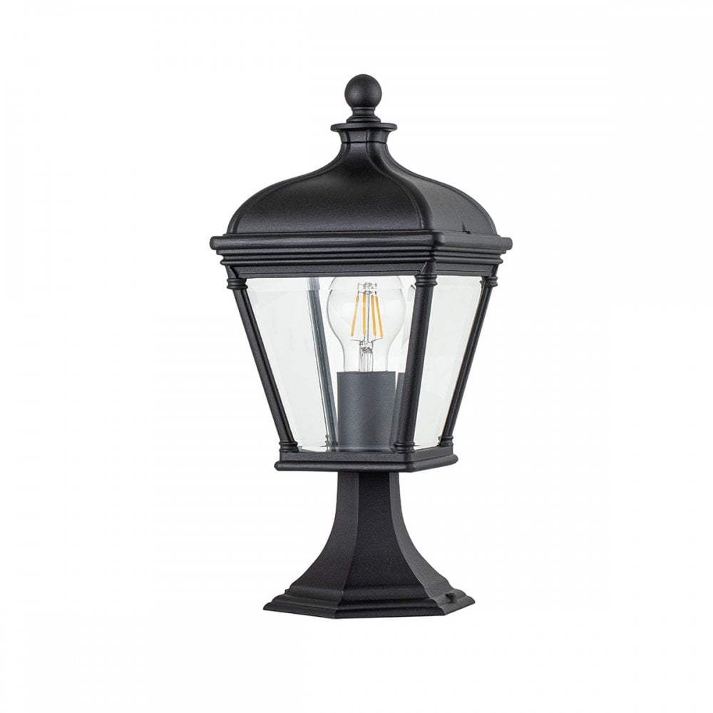 Elstead Bayview Single Medium Pedestal Lantern - Black