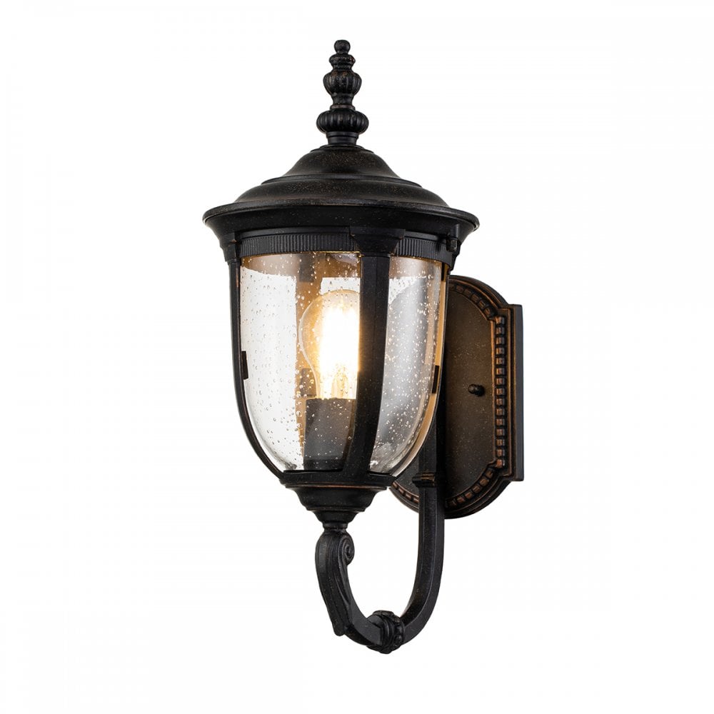 Elstead Cleveland Single Small Up Wall Lantern - Weathered Bronze