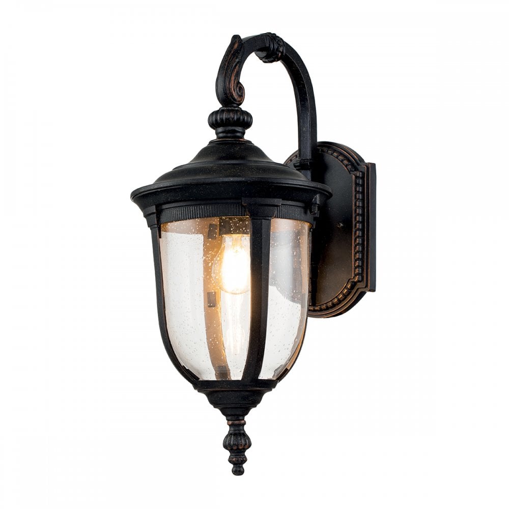 Elstead Cleveland Single Medium Down Wall Lantern - Weathered Bronze