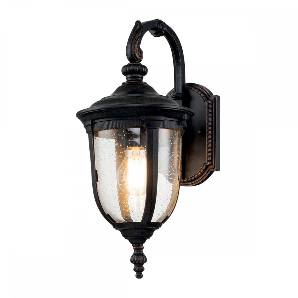 Elstead Cleveland Single Small Down Wall Lantern - Weathered Bronze