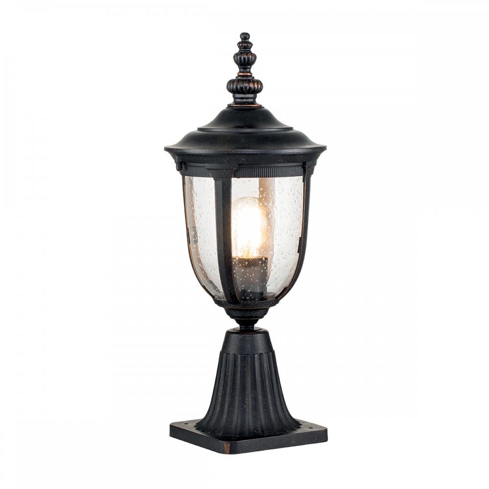 Elstead Cleveland Single Small Pedestal Lantern - Weathered Bronze