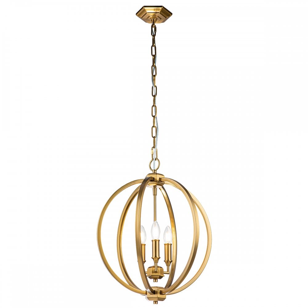 Feiss Corinne 3 Light Medium Pendant - Burnished Brass