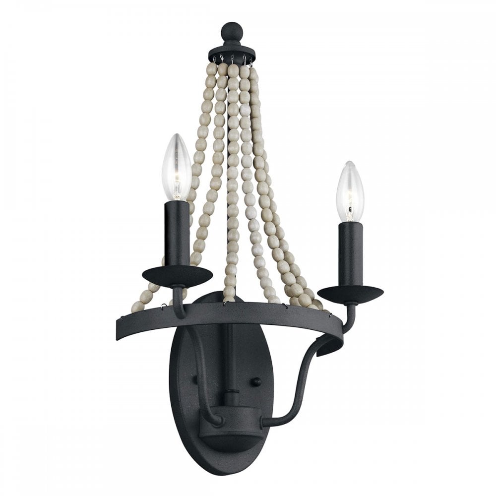 Feiss Nori 2 Light Wall Light - Dark Weathered Zinc & Driftwood Grey