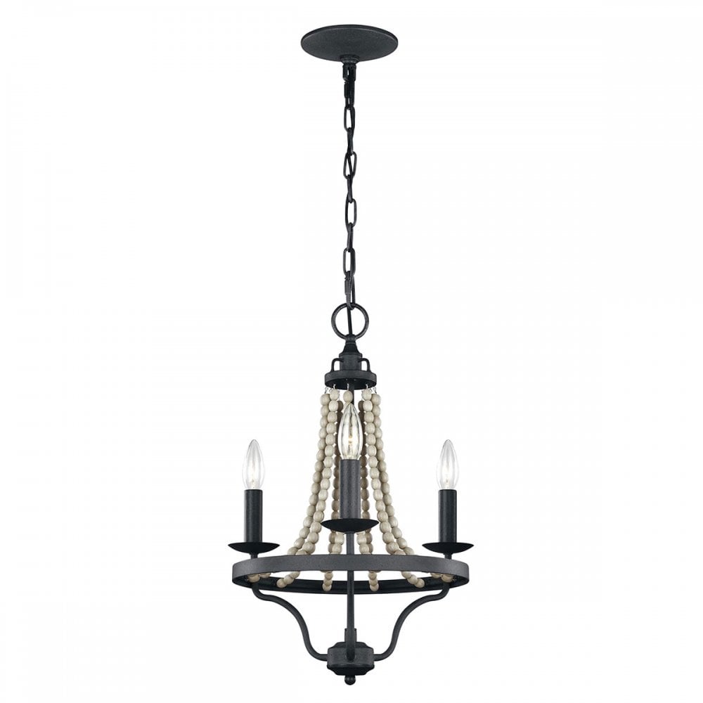 Feiss Nori 3 Light Chandelier - Dark Weathered Zinc & Driftwood Grey