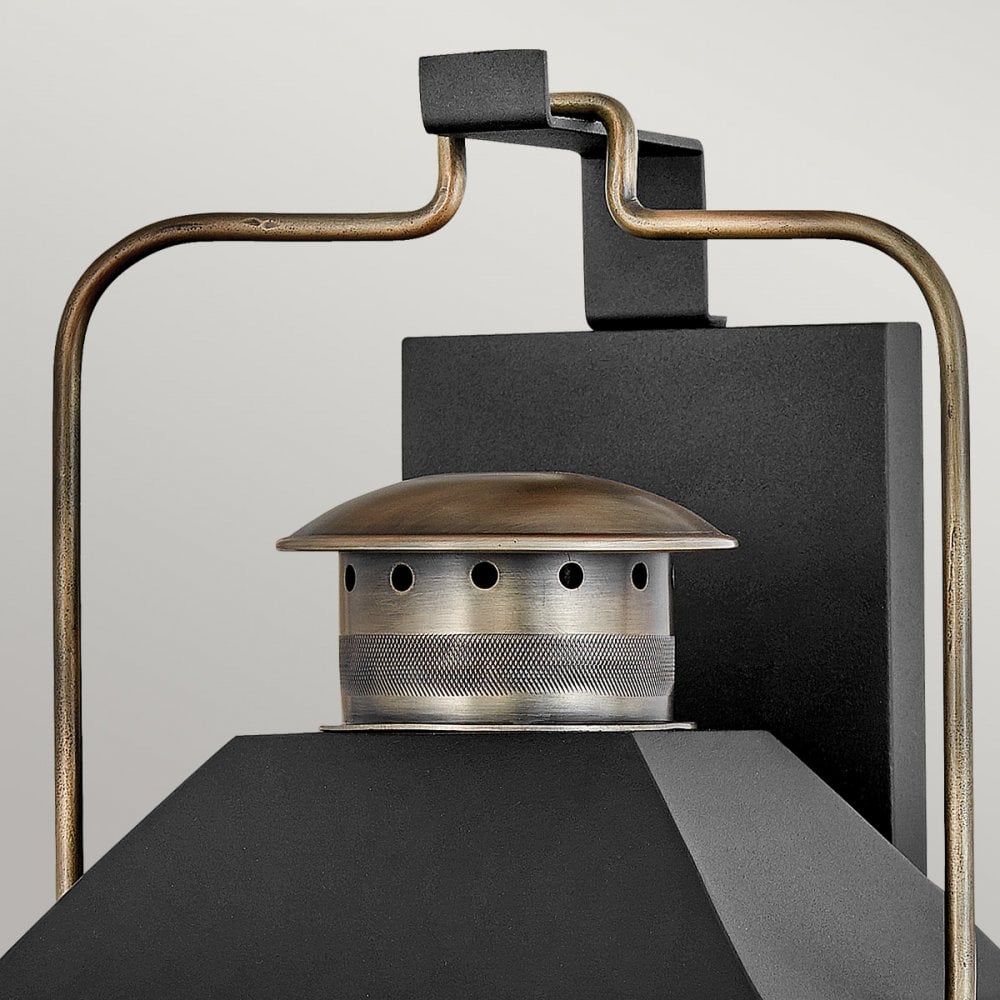 Hinkley Fitzgerald 3 Light Large Wall Lantern - Textured Black & Burnished Bronze